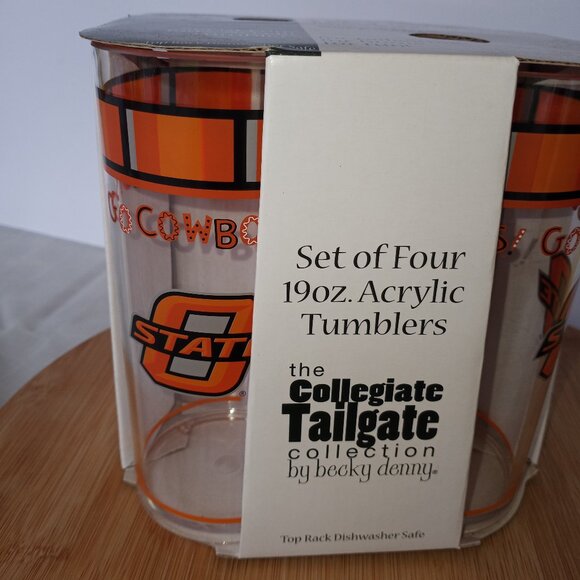 OKLAHOMA STATE UNIVERSITY  acrylic tumbler set of 4 - Picture 1 of 7